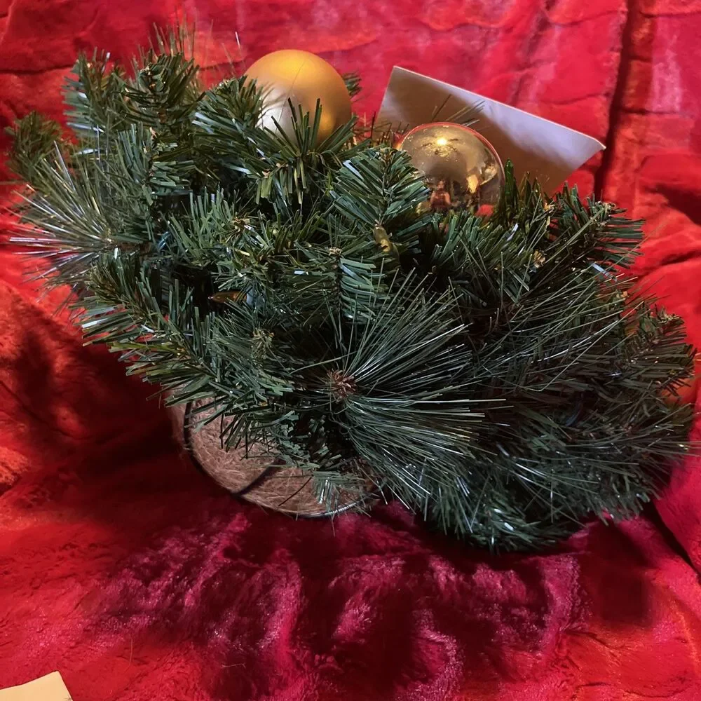 Bethlehem Lights Hanging Basket w/ Timer 30 Warm White LED Gold Ornaments